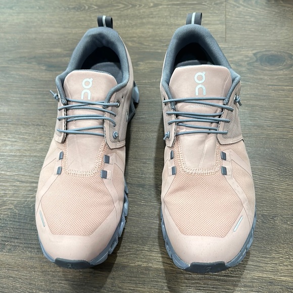 On Running Shoes - Light pink and gray on clouds